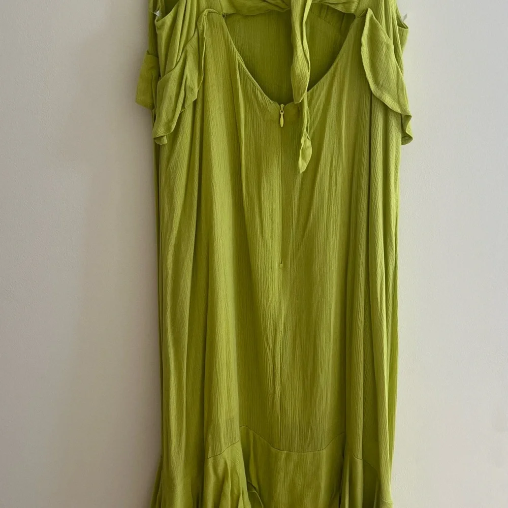 Lulu's Chartreuse High-Low Ruffle Slip Dress - Picture 6 of 7